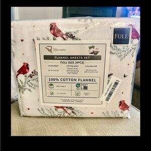 NEW Ruvanti Flannel Sheets Full Size 4 PCS 100% Cotton Breathable Cardinals